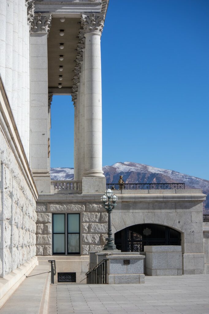 National Guard stands at door of Utah's Capitol after President Joe Biden's inauguration. (Sarah Earnshaw/ The Signpost)