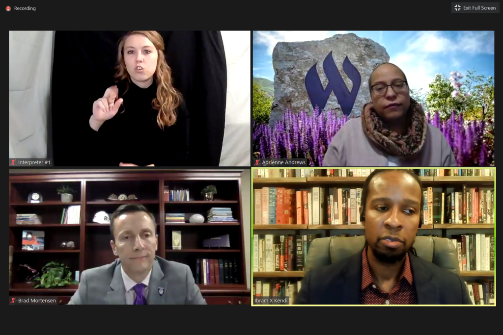 Ibram X. Kendi joins WSU President Brad Mortensen over Zoom to discuss antiracism.