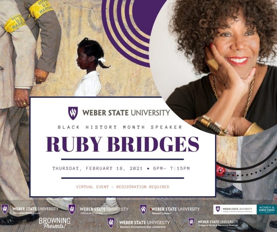 Ruby Bridges, civil rights activist, spoke to the WSU community on Feb. 18. Bridges was the little girl depicted in Norman Rockwells painting of the beginning of the desegregation of local schools in Louisiana in 1960. Photo credit: Weber State University