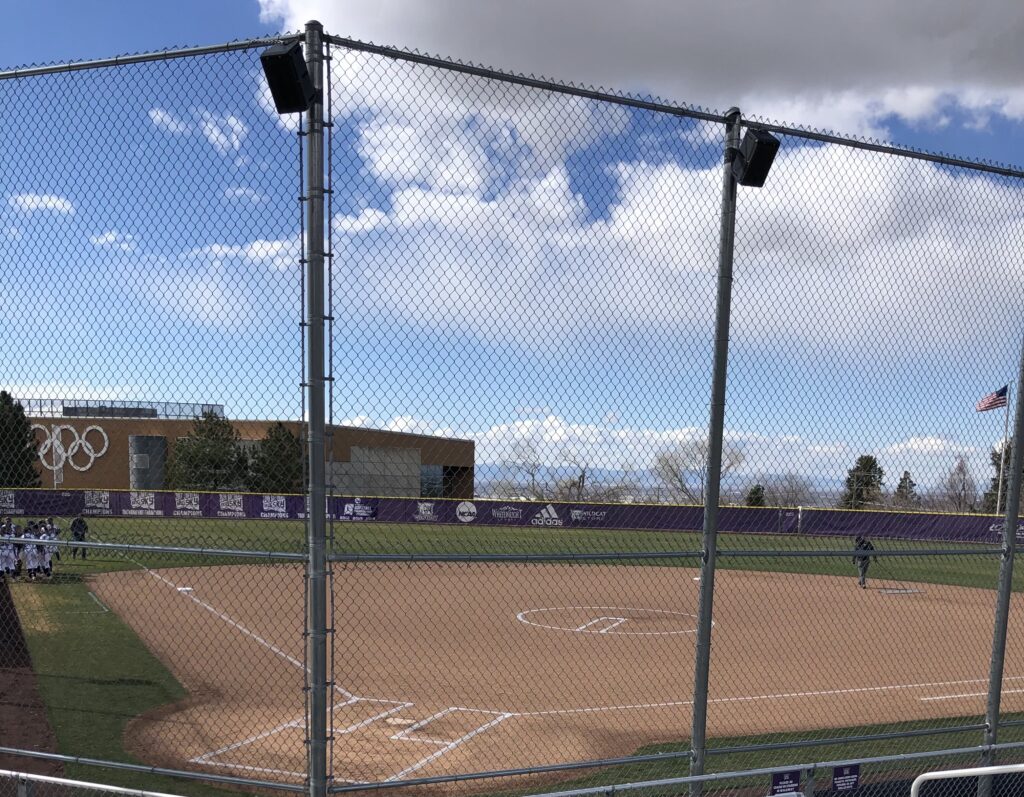 The sun shining down on Wildcat Softball Field minutes before Weber State and Utah State take the field on March 24 in Ogden.