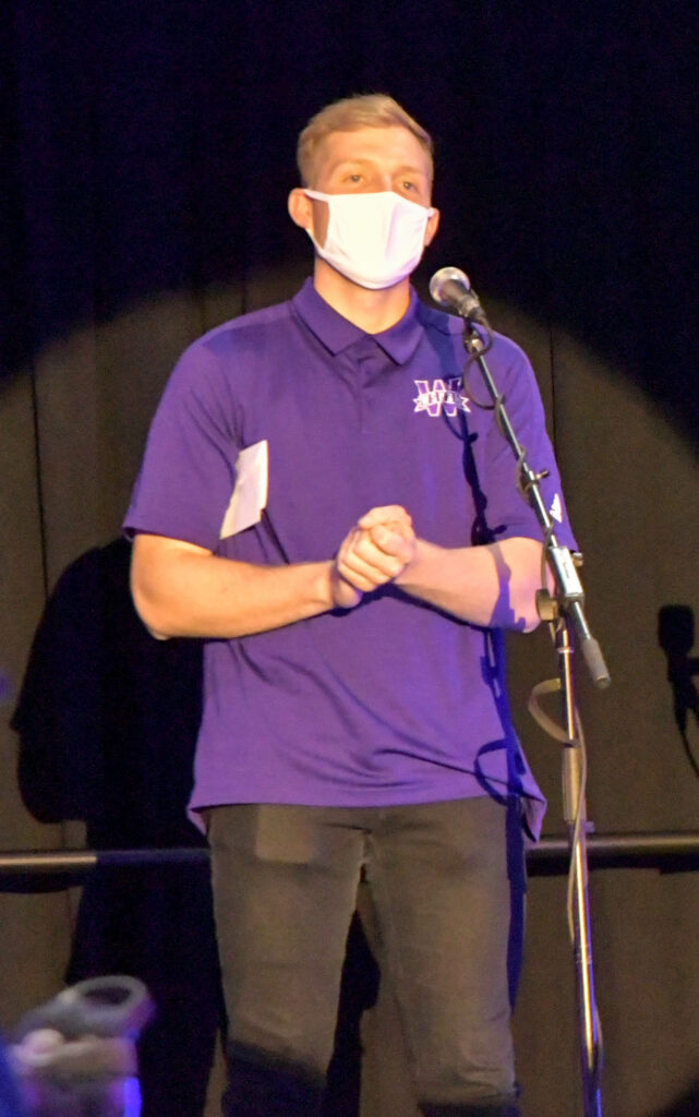 Weber State University introduces the 2021-2022 Student Body President, Ben Ferney, on March 5. (Nikki Dorber/The Signpost)