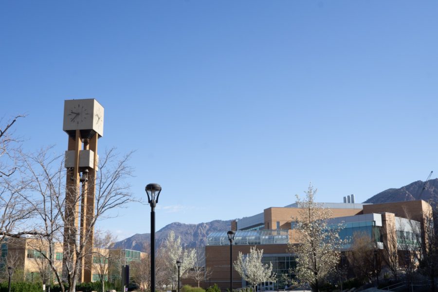 The bell tower stands tall among the trees and mountains on campus. (THE SIGNPOST/ ISRAEL CAMPA)