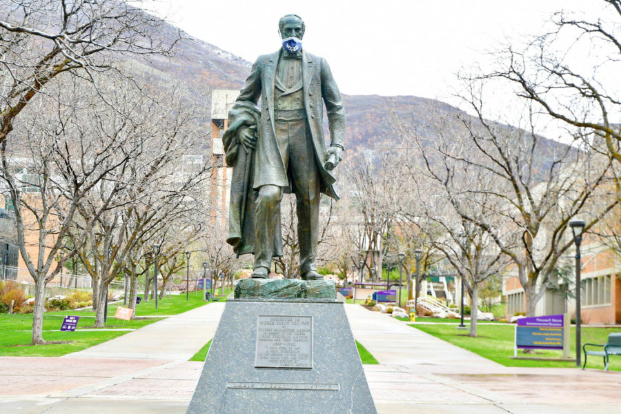 The statue of Louis F. Moench, who is the founding president of Weber State Academy, now called Weber State University. (Nikki Dorber/The Signpost)