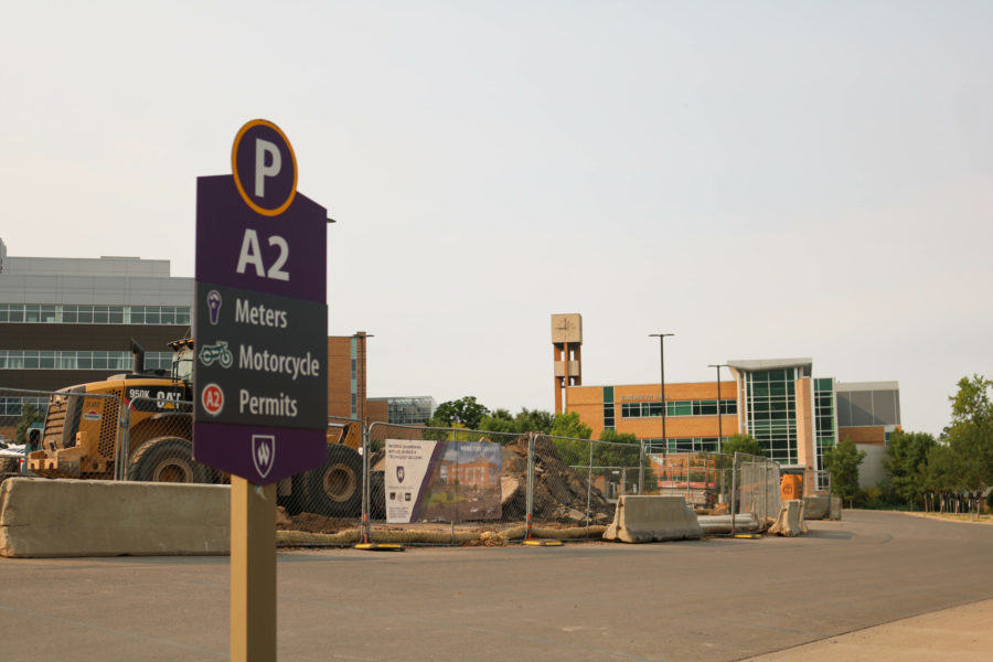 The A2 parking lot is conveniently located behind Tracy and Elizabeth Hall. (Bella Torres / The Signpost) Photo credit: Isabella Torres