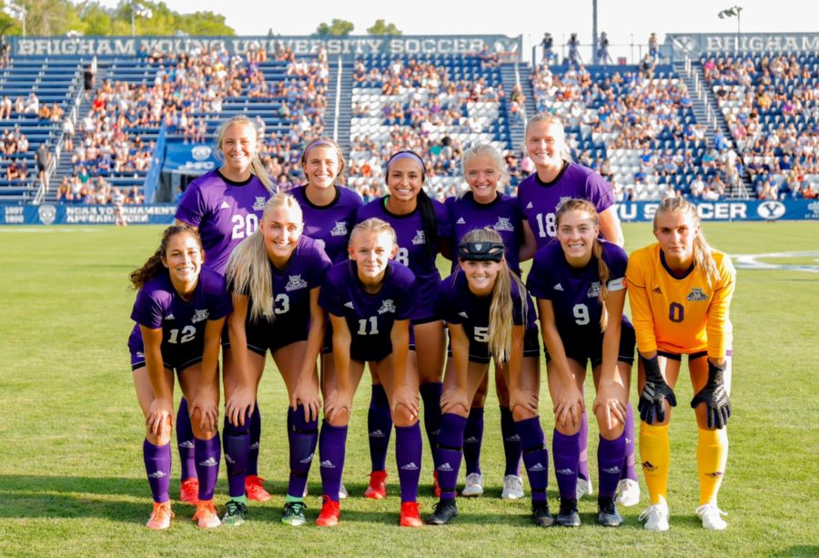 The Wildcats 2020-21 soccer team take the field on Aug. 14 at Brigham Young University. Photo credit: Weber State Athletics