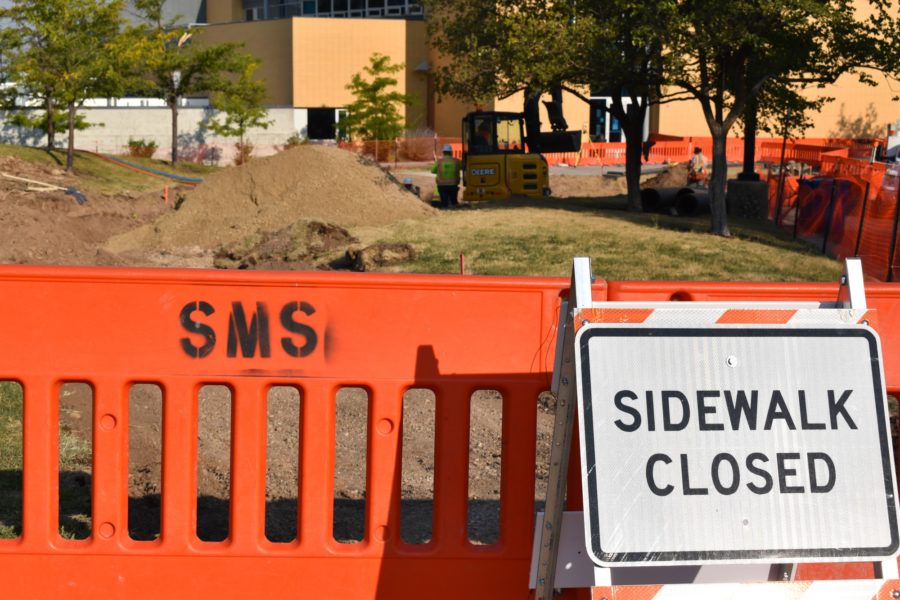 Sidewalk closures can be seen in multiple locations on campus. (Paige McKinnon/The Signpost)