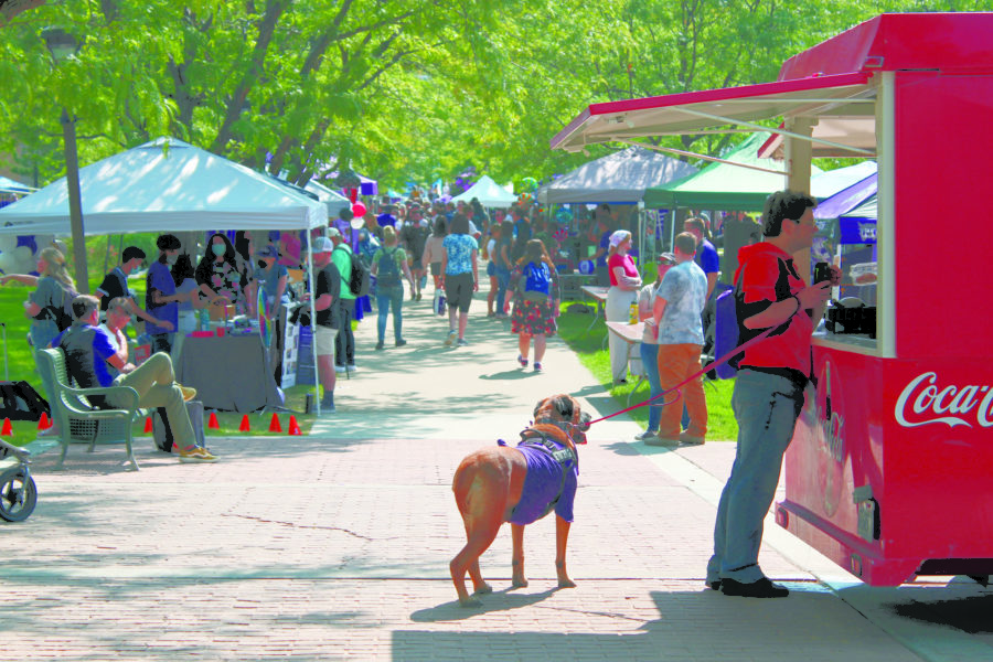 The plaza was littered in Block Party booths, food trucks and other student activities (Joshua Kamp / The Signpost)