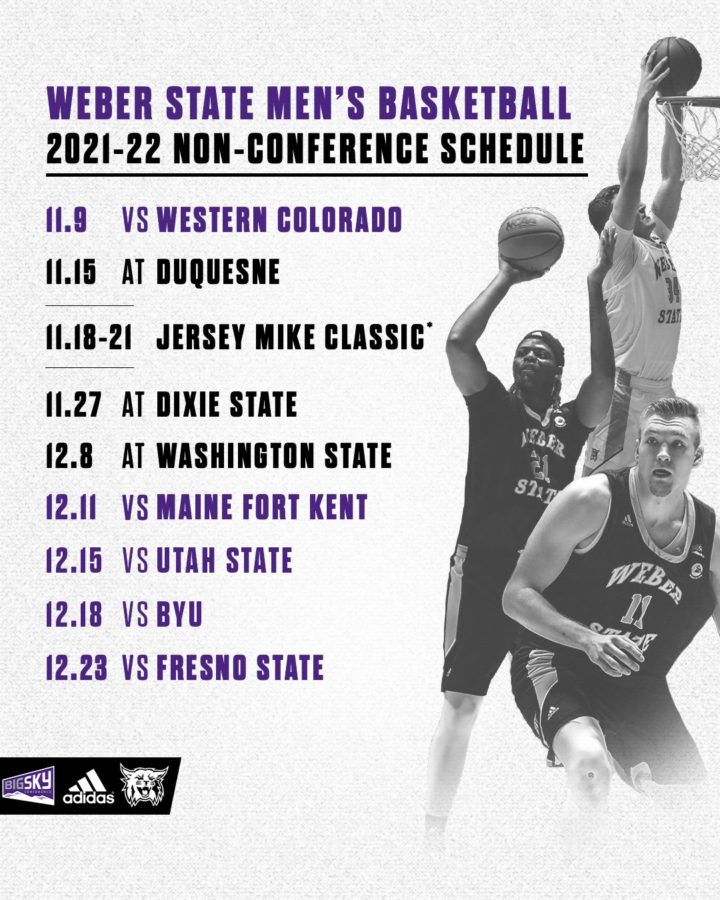 Weber State Athletics graphic of the Wildcats 2021-22 non-conference schedule. Photo credit: Weber State Athletics