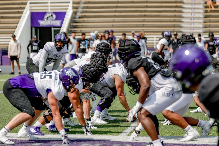 The Wildcats scrimmaged at Stewart Stadium on Aug. 20 to prepare for the upcoming season. Photo credit: Weber State Athletics