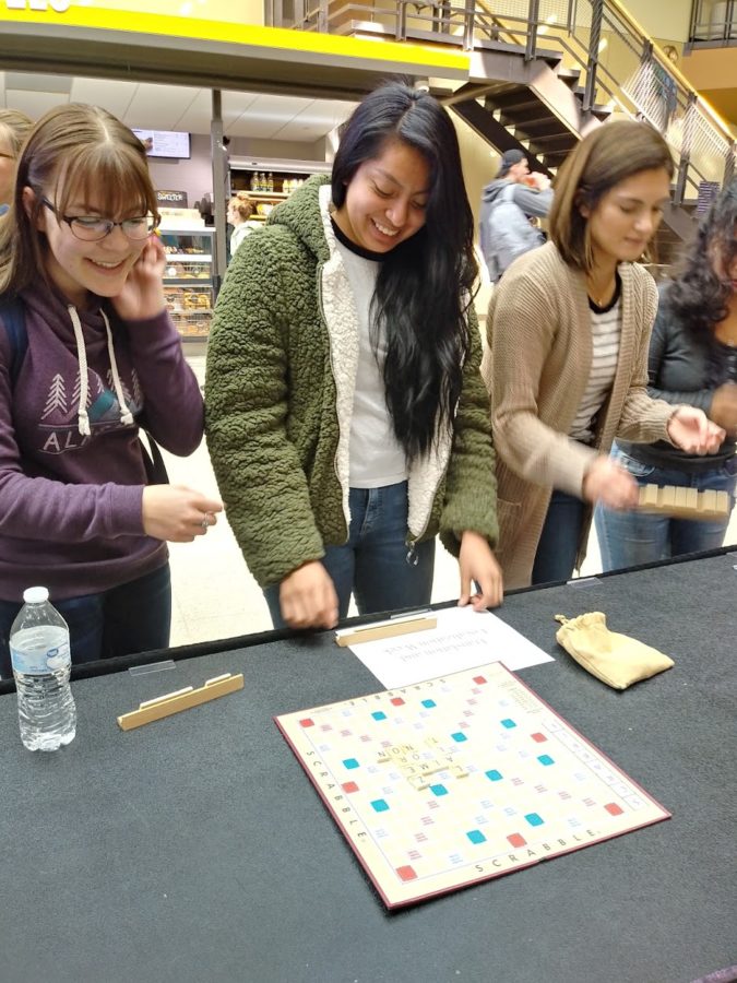 Students play multi-language scrabble at Translation Week in 2019. Photo courtesy of Aubrey Jones from the Foreign Language Department Photo credit: Aubrey Jones