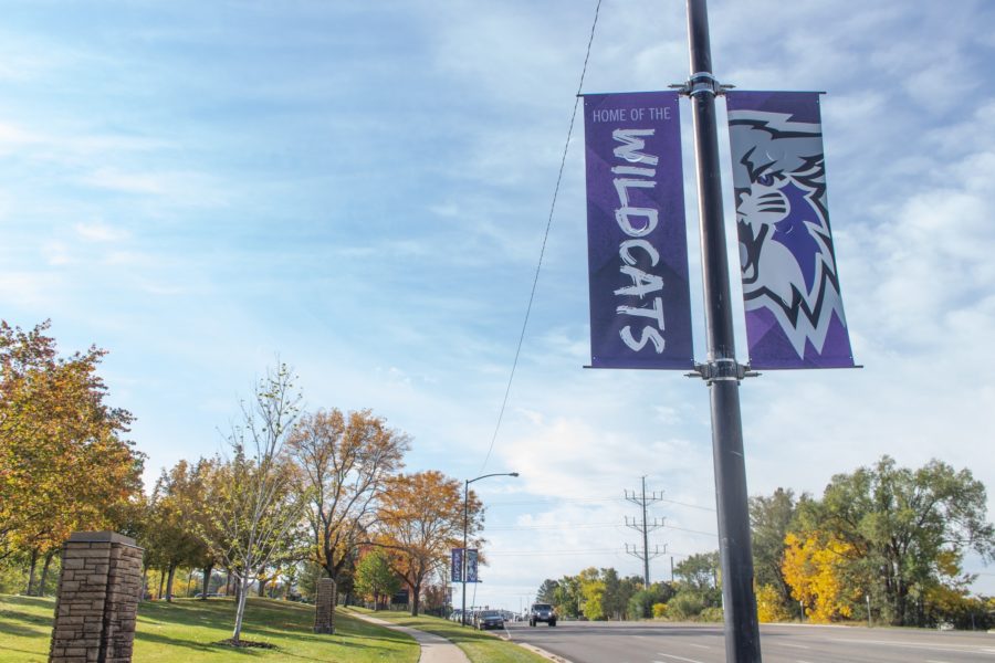 Rows of Wildcat Banners can be seen along Harrison Boulevard in front of Weber State University in Ogden. (Kennedy Robins/ The Signpost)