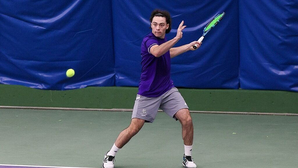 Weber State's Tristan Sarap competing in the singles. (Weber State University).