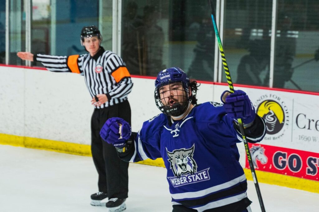 Isaac Espinosa celebrates after a goal.