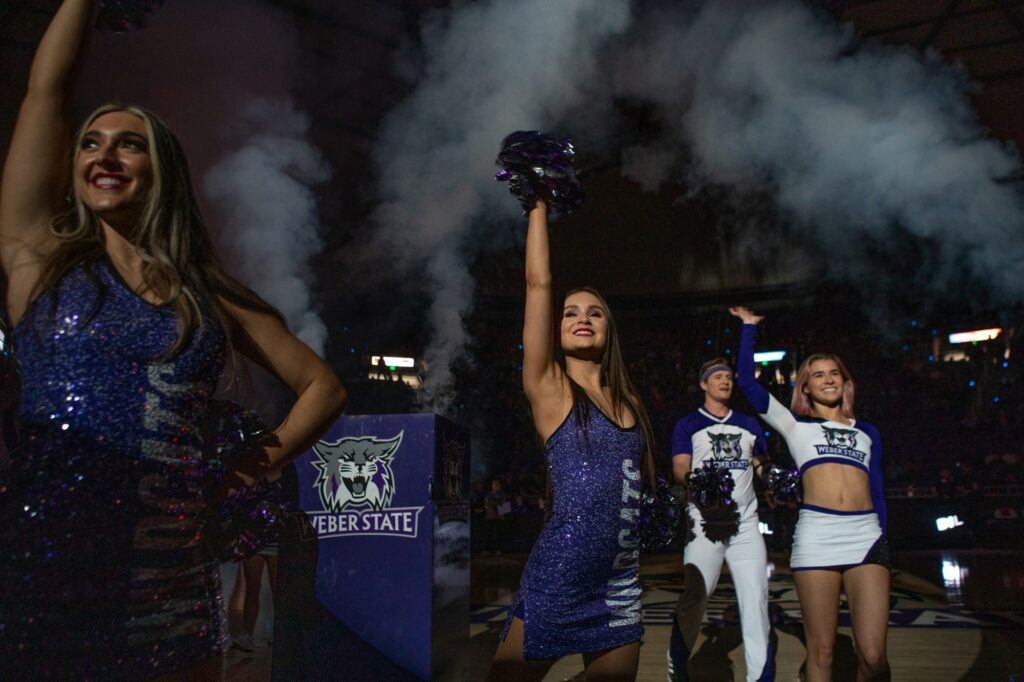 Weber State University's Mens Basketball team plays Utah State University at the Dee Events Center on December 15, 2021.