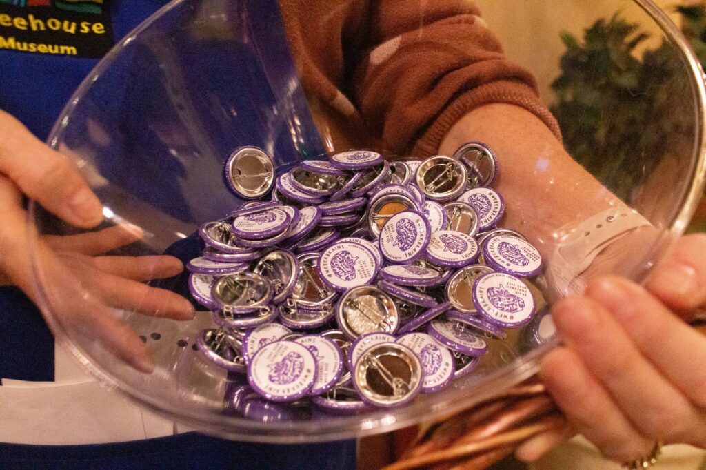 #weberbrains pins were handed out to the kids who attended the neuroscience event. (Kennedy Robins/ The Signpost)