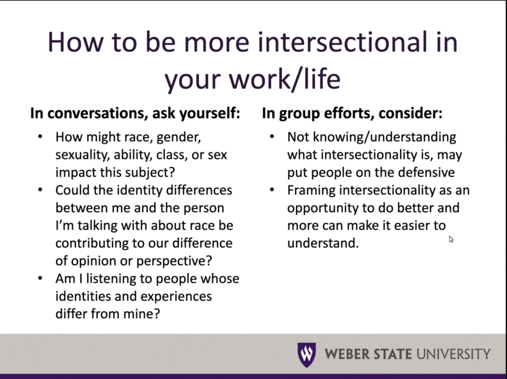 Advice on how to be more intersectional.