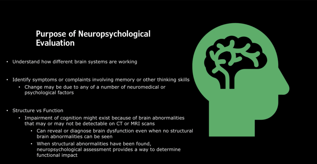 Purpose of Neuropsychological evaluation.