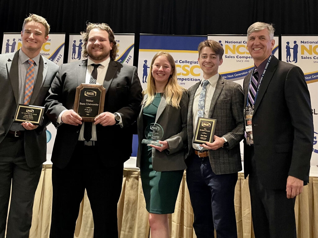 WSU's Professional Sales Team: Isaac Clark, Cline Chatterton, Bailey Penhorwood, Cort Dixon and Coach Tim Border.