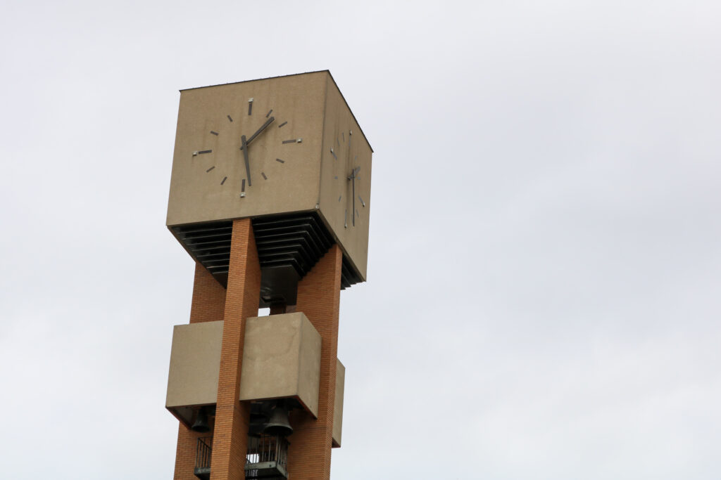 The focal point of campus, the bell tower, can be heard at the start of every hour. (Bella Torres / The Signpost)