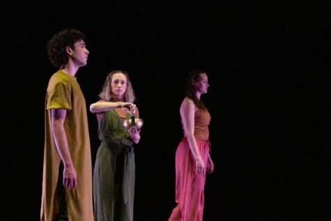 Dominic Favela, Amelia Martinez and Cydnee Medina use props for Three Deep Breaths. Photo credit: Kennedy Robins