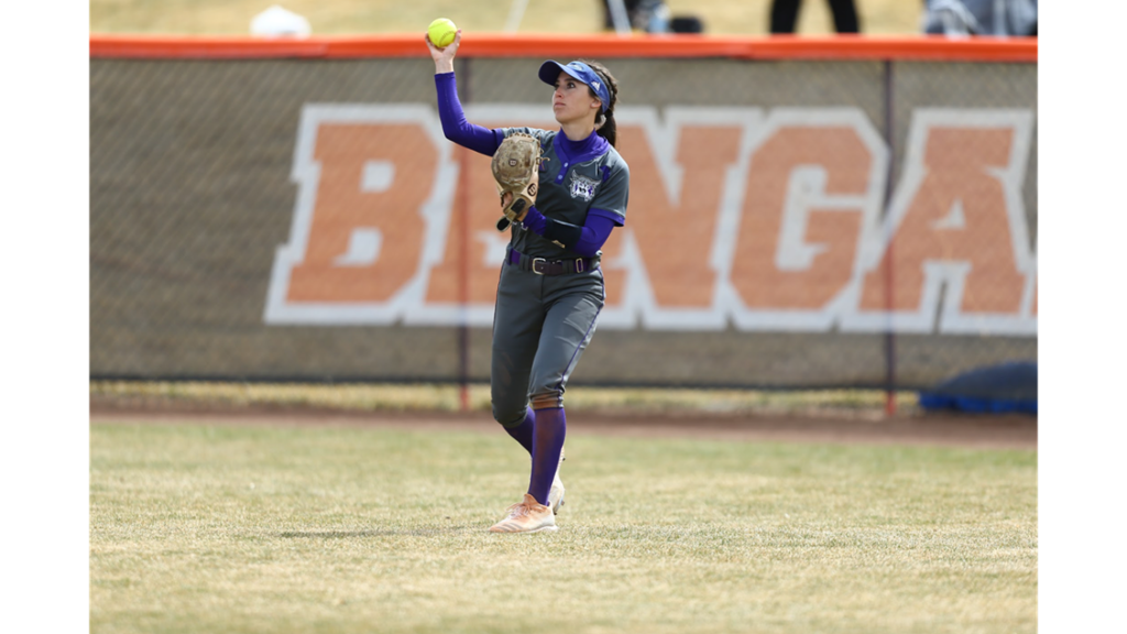 Infielder Chloe Camarero warming up for the game. (Weber State Athletics)