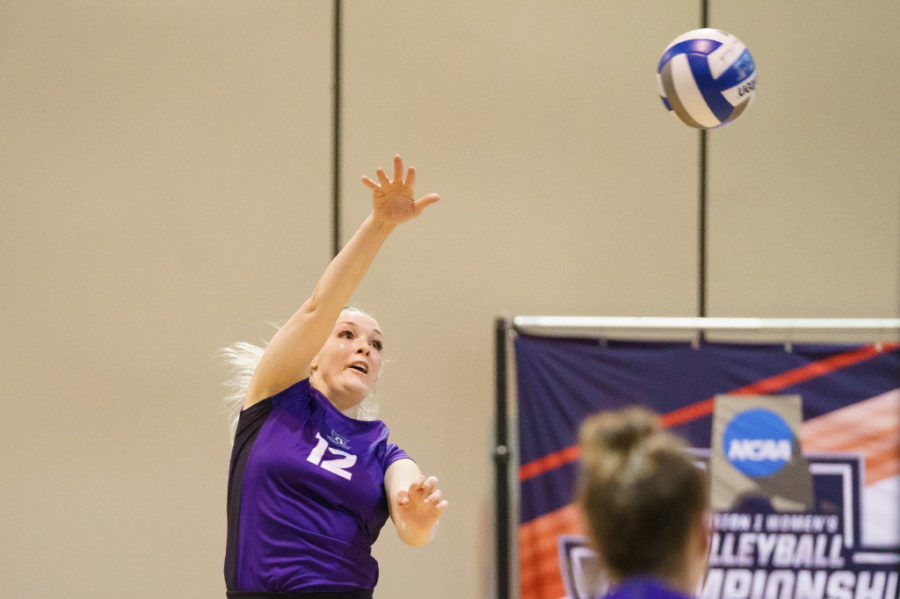 Dani Nay goes to hit a volleyball during the Weber State vs. Bowling Green 2021 NCAA Tournament.