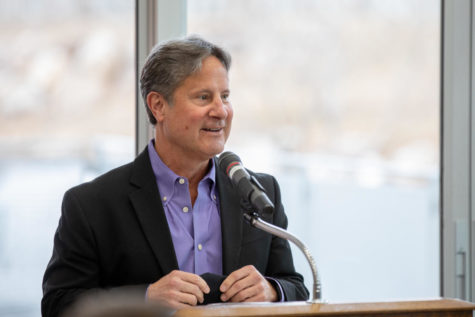 Weber State University students, staff, faculty and community members celebrate the opening of the new Outdoor Adventure and Welcome Center on the WSU Ogden Campus on Feb. 3, 2021. (Weber State University)