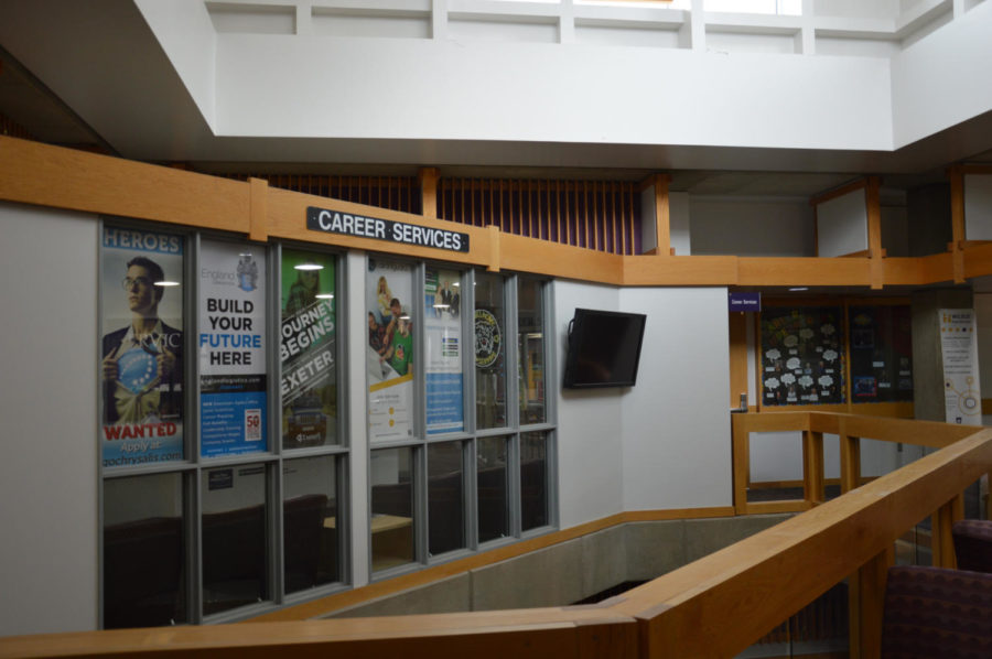 Outside of the Career Services office, located on the second floor of the Student Services building.