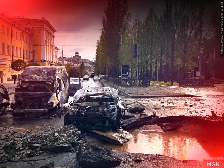 A missile strike from Russia has caused destruction in Ukraine, causing many deaths.