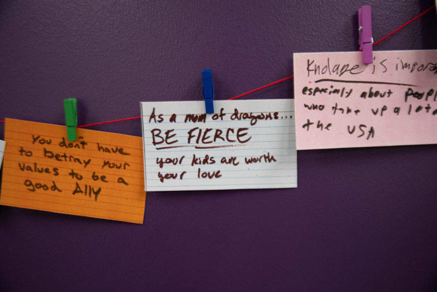 Letters at the Stewart Library on the Weber State campus written for Allies of the LGBTQ+ community. (Sara Staker/The Signpost)