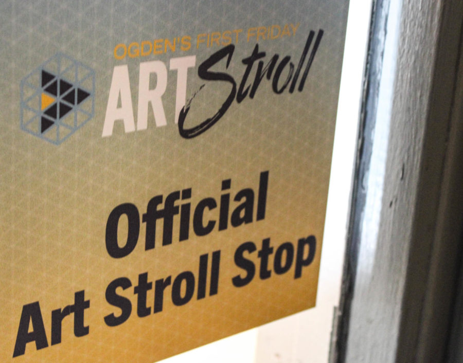 The stickers outside each of the official Art Stroll stops, to let visitors know where the locations are.
