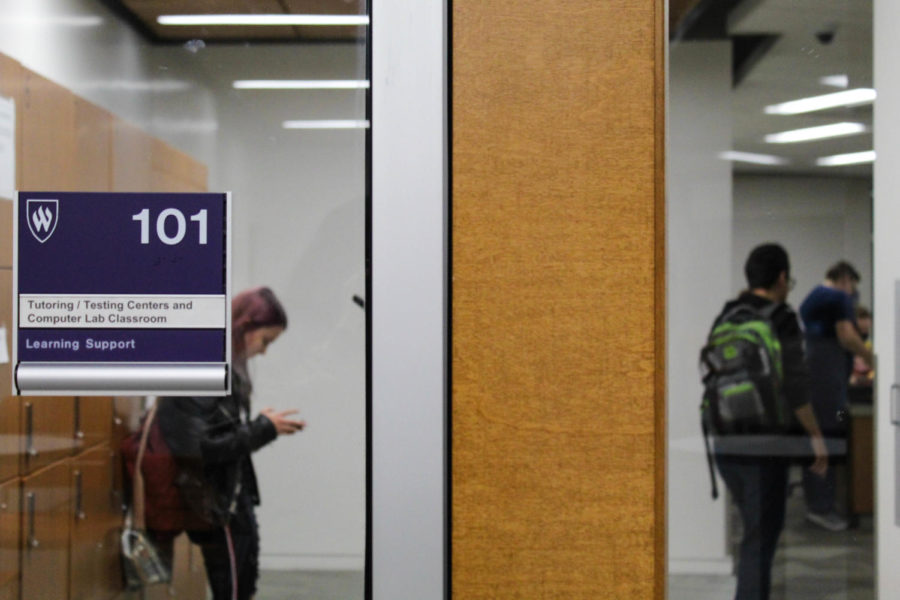 Home to academic support, room 101 in Tracy Hall is filled with students.