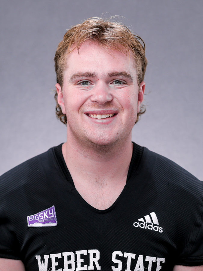Tight End football position Brayden Hamilton posing for his roster photo at Weber State University.