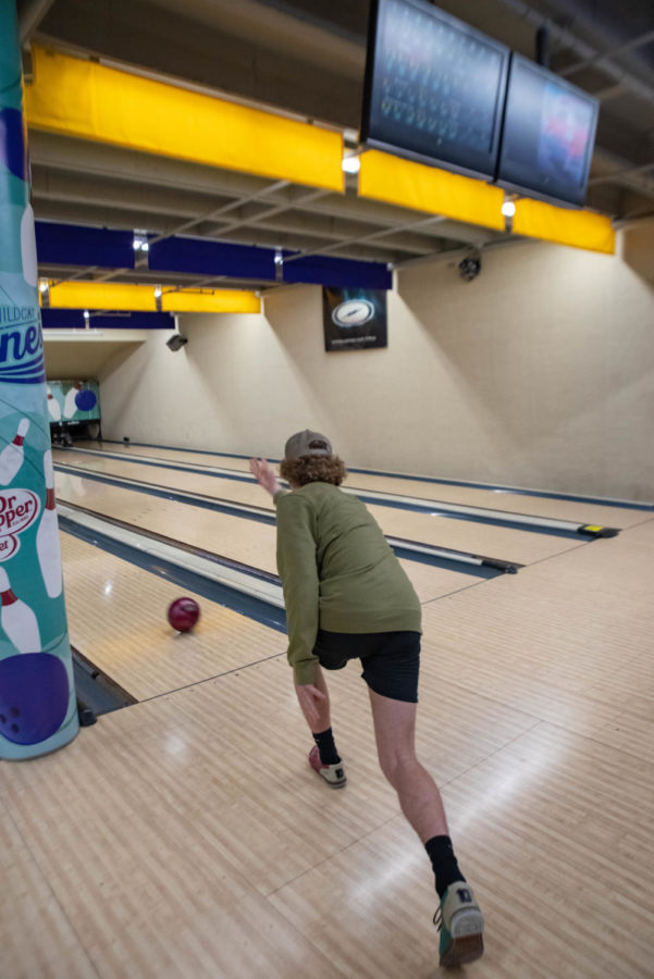 Alex Leifeit bowling at Wildcat Lanes and Games. His New Years resolution is to see his girlfriend more.