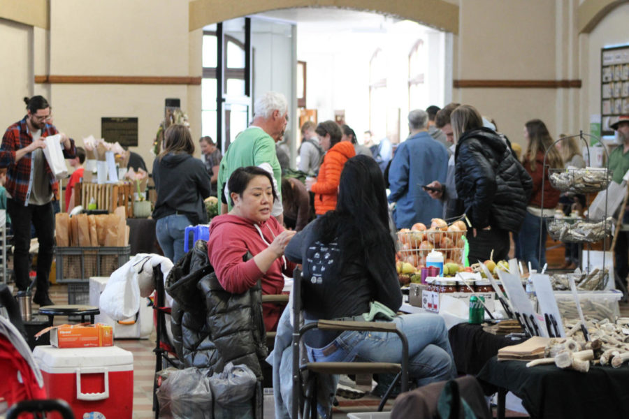 The crowd inside of the Union Station for the variety of vendors that were at the Ogden Farmers Market.
