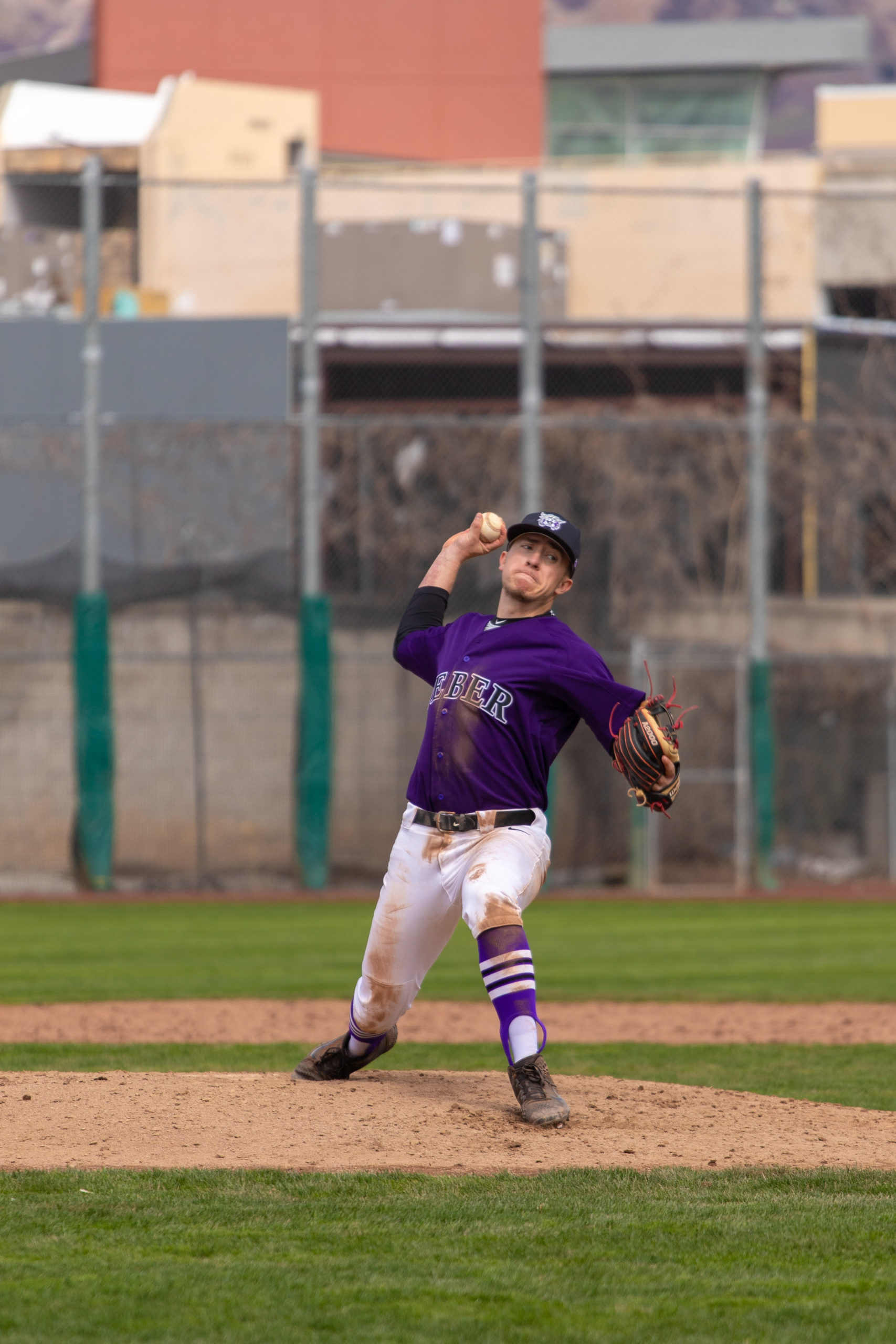 Jimmy Jimenez throwing a pitch. Taken in April 2019.