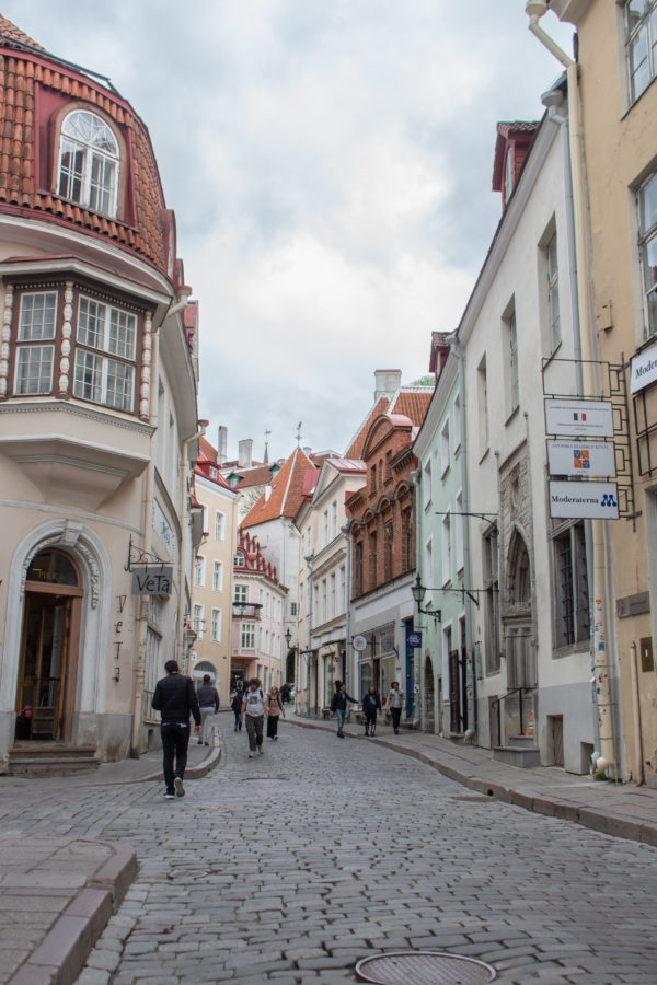 Old buildings and roads located in Tallinn, Estonia.