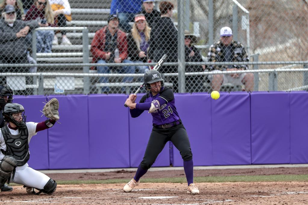 Lauren Hoe (24) about to hit a softball during a game against University of Montana on April 16, 2022.