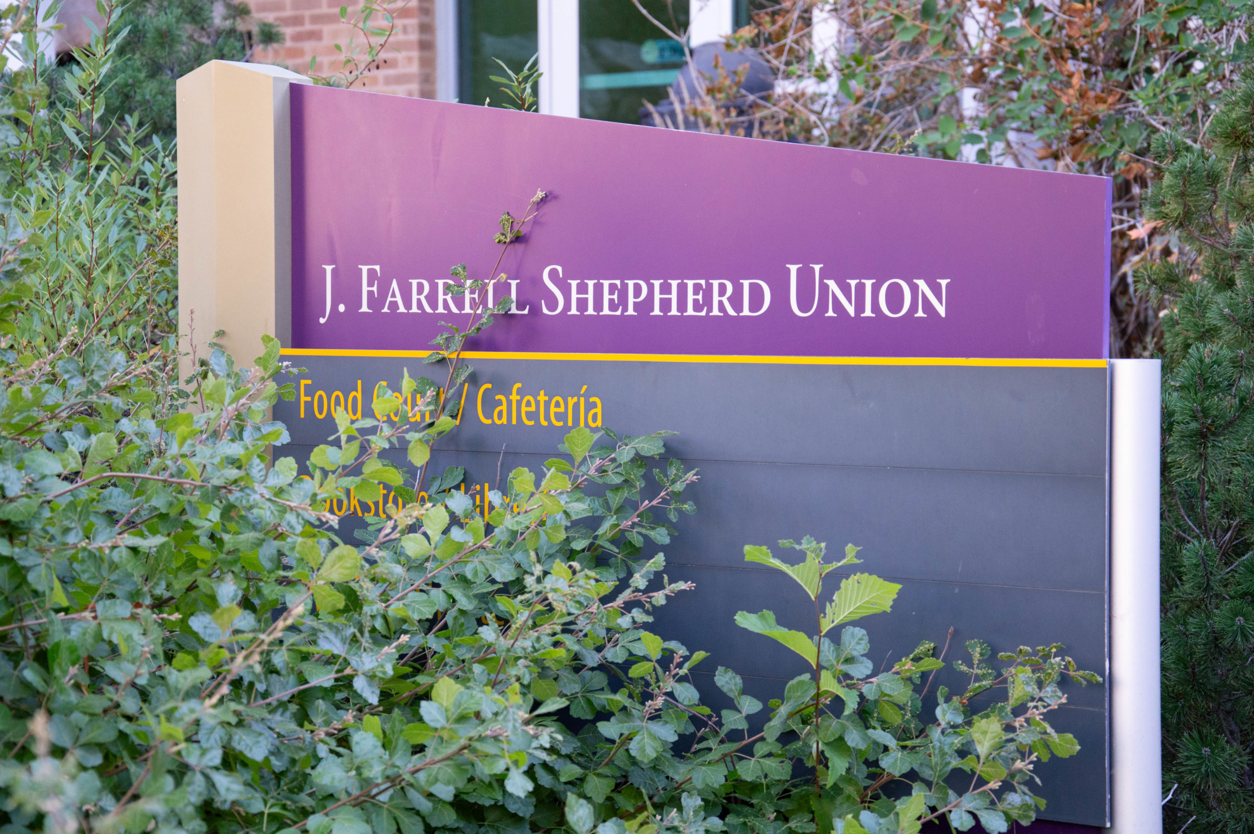 The J. Farrell Shepherd Union sign outside of the building.