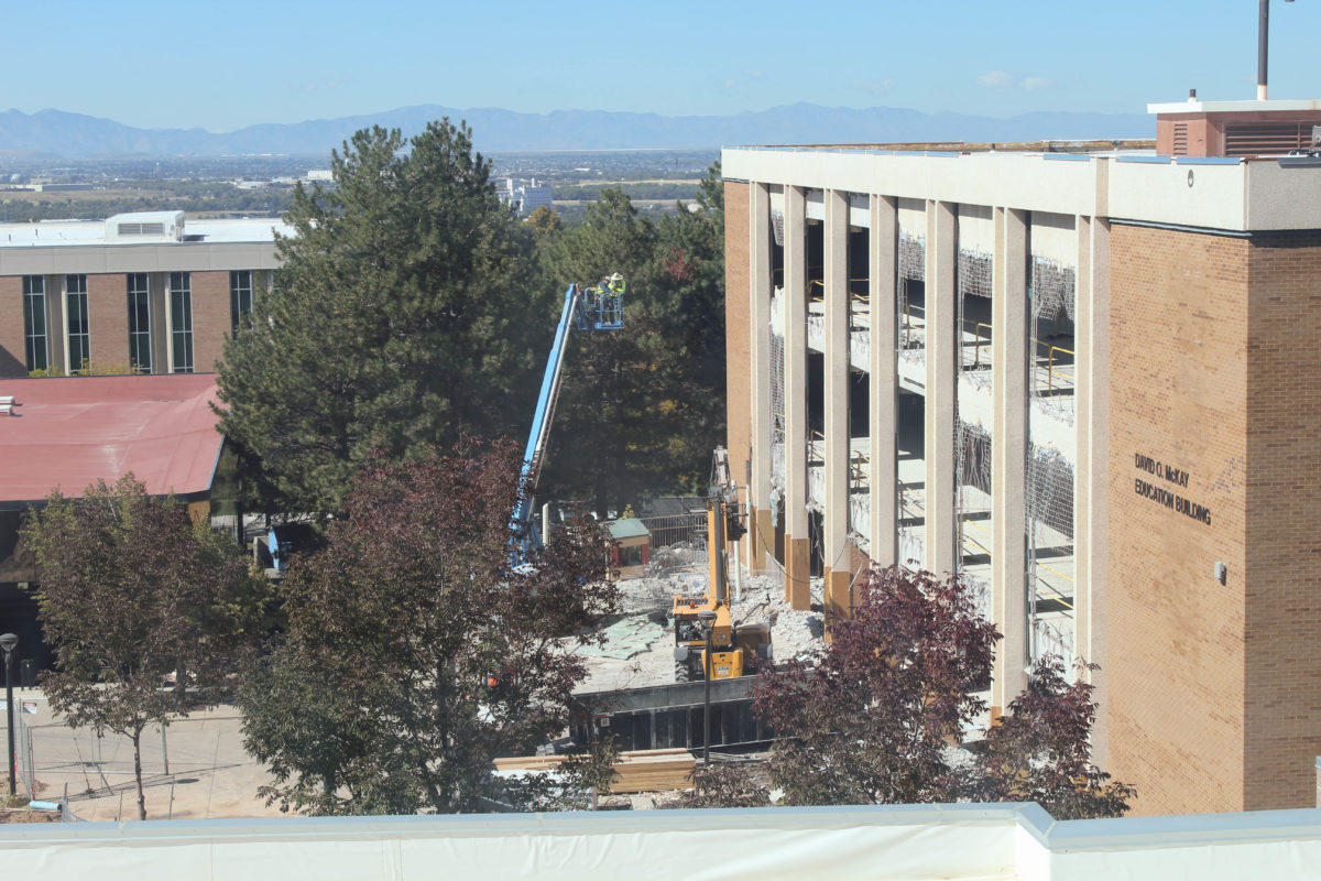 Overlooking view of the current construction taking place at the David O. Mckay Education Building.