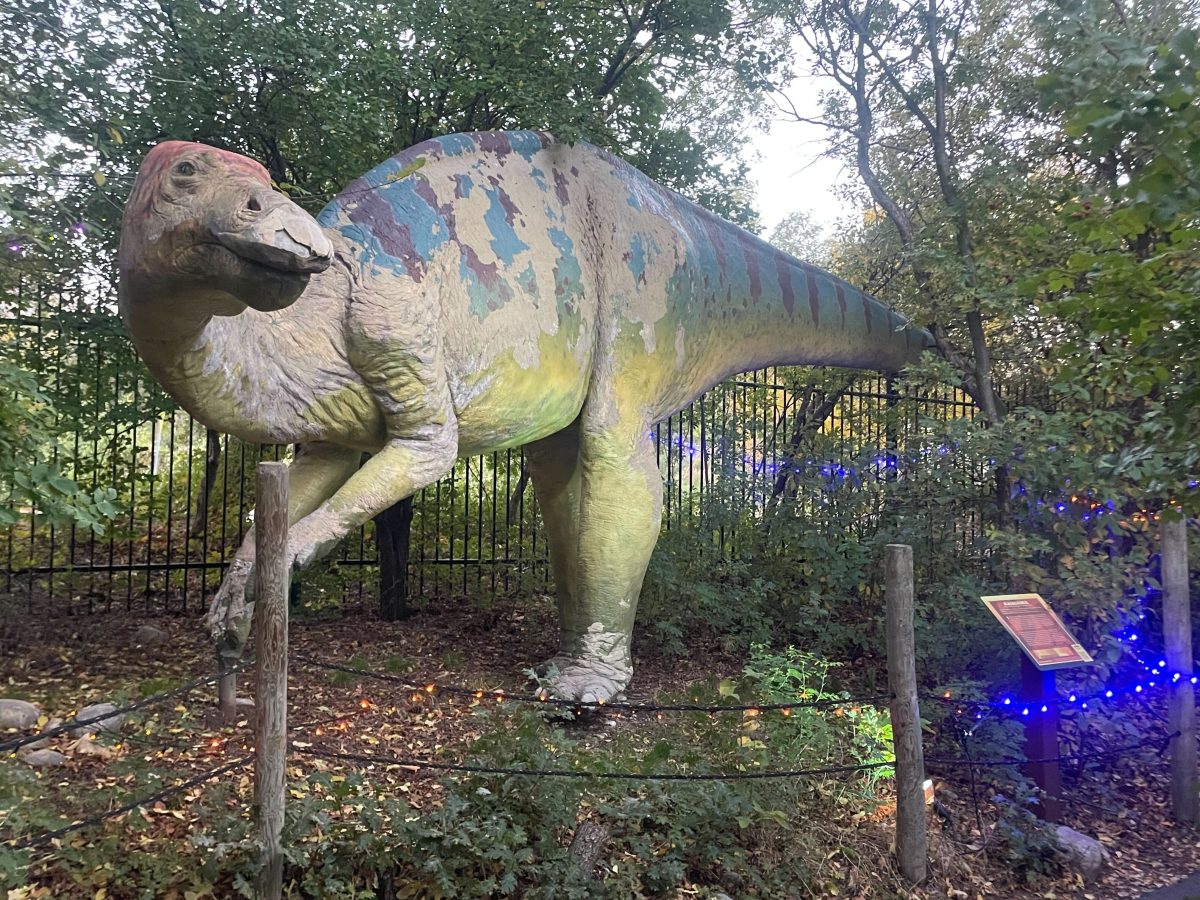 One of the dinosaur statues on display at the Eccles Dinosaur Park.