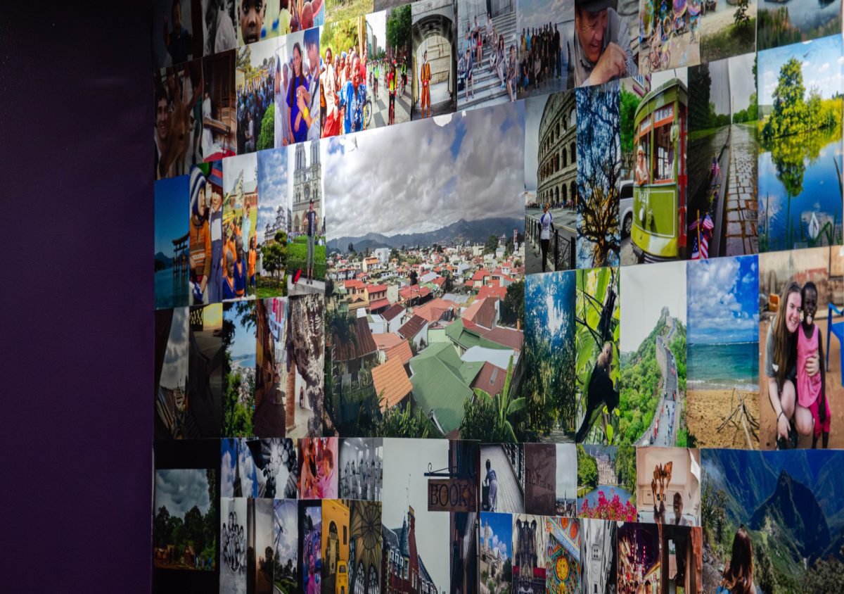 A photo wall of Wildcats Study Abroad exploration and community engagement.