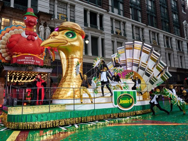 A photo of the Jennie-O turkey float at the Macys Thanksgiving Day Parade.
