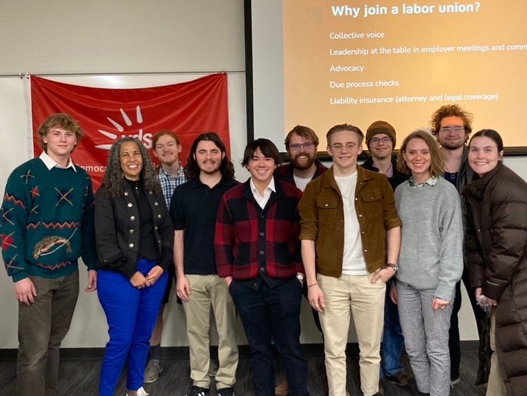 The Young Democratic Socialists of America at a speaker event that featured the Ogden-Weber Regional Director from the Utah Education Association, Barb Whitman.