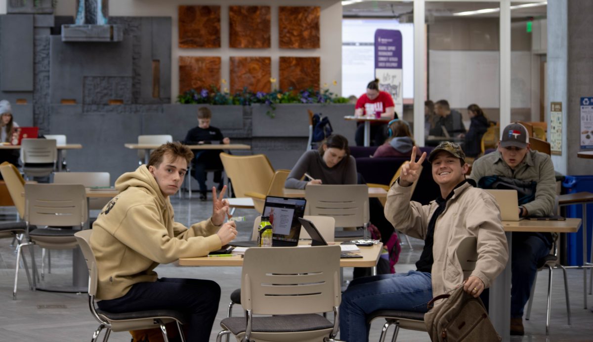 Students studying in Tracy Hall.