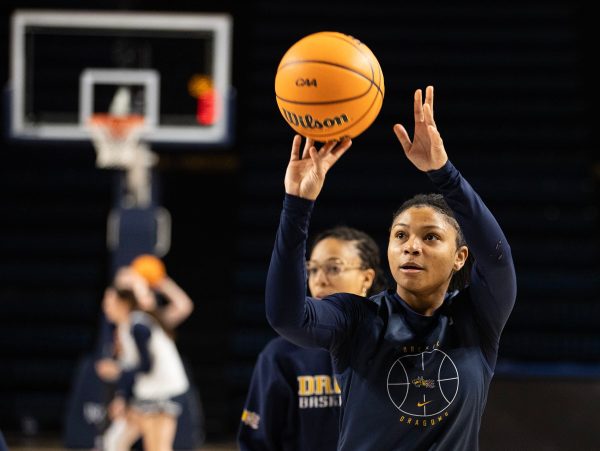 Amaris Baker of Drexel in practice on March 19, 2024. The team held a practice to prepare for its matchup against Texas in the Womens NCAA Tournament in Austin, Texas.