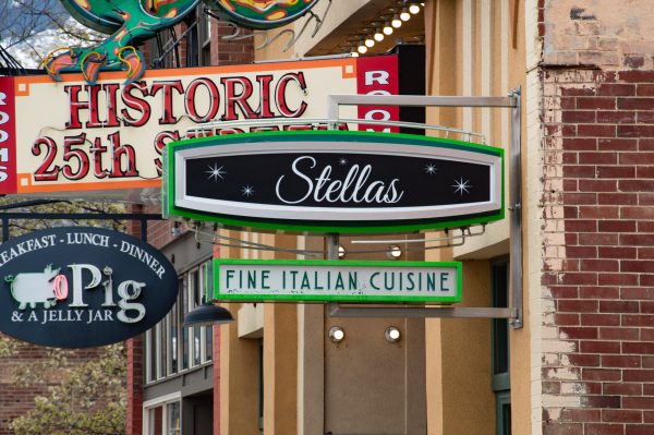 The sign outside of Stellas Fine Italian Cuisine on 25th Street.