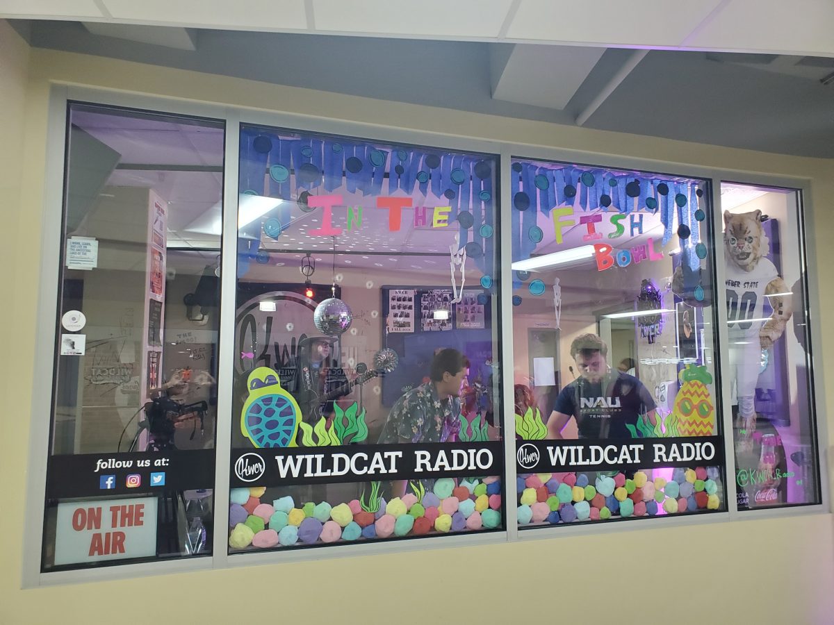 The band, Snarlin' Yarns getting ready to play in the KWCR studio.