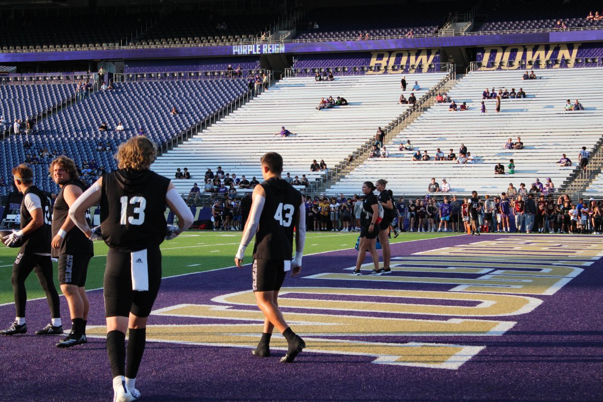 Pre-game warmups before the University of Washington game.