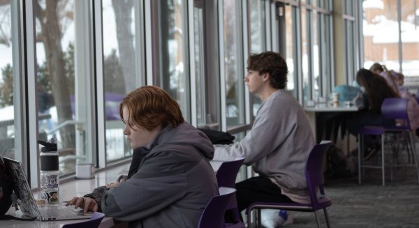 Students spend their morning studying at the desks in Shepard Union.